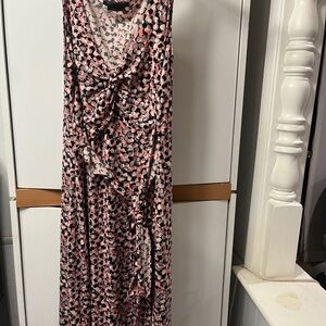 BCBGMaxAzria Pink and Black Polka Dot Maxi Dress
